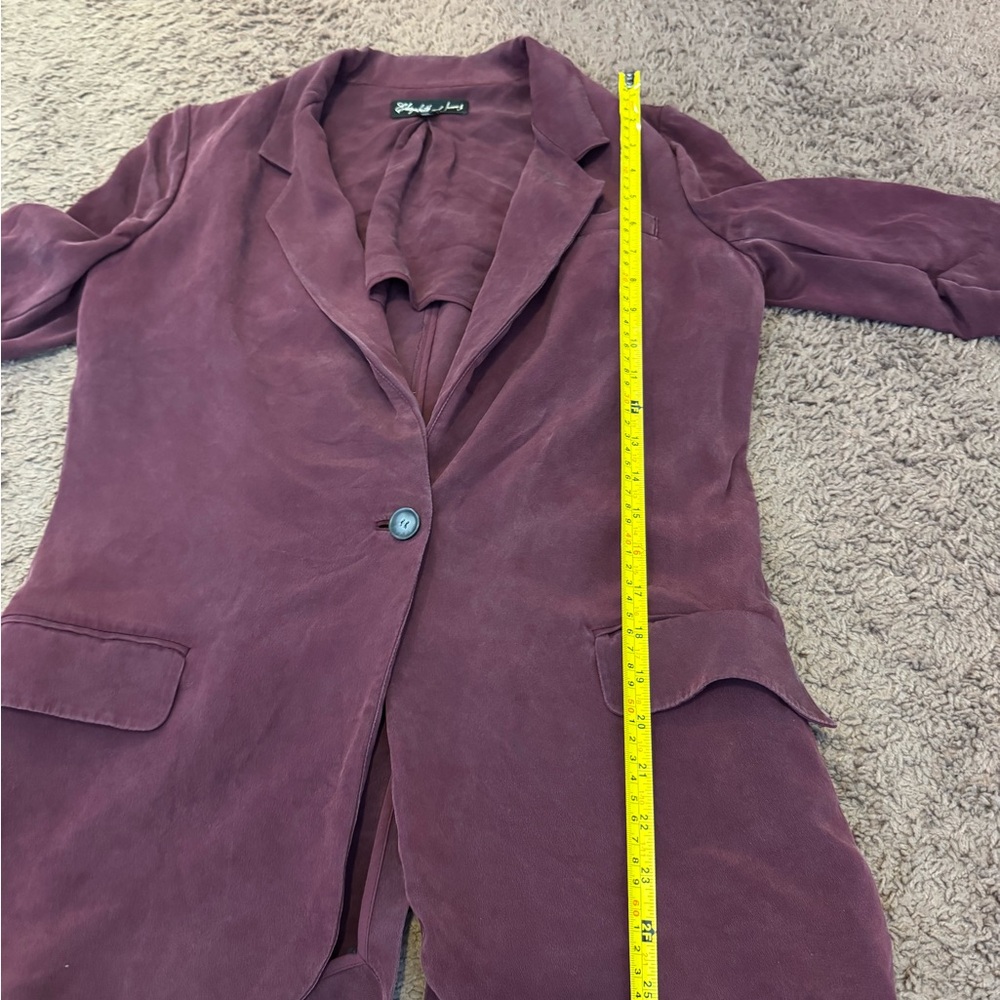 Elizabeth And James Essential Crepe Blazer SILK Burgundy 8 - Picture 6 of 7